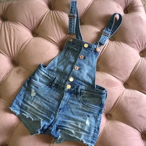 Girls denim jeans shorts overalls 7/8